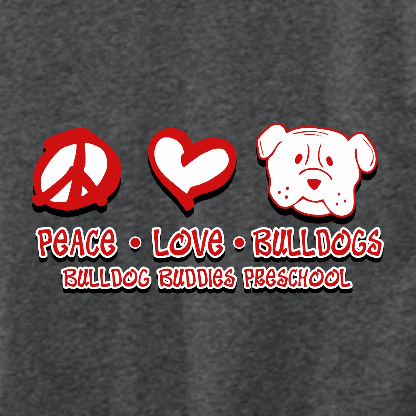 Bulldog Buddies Preschool Ladies Triblend Hooded Long Sleeve T - Des. B