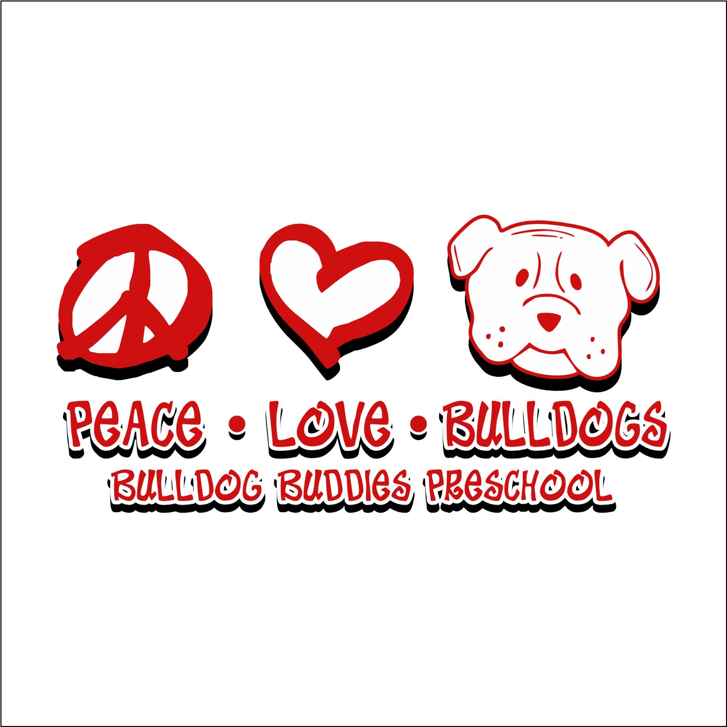 Bulldog Buddies Preschool Ladies Triblend Hooded Long Sleeve T - Des. B