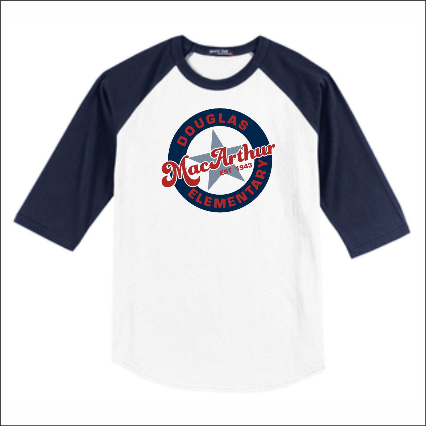 Douglas MacArthur Elem 3/4 Sleeve Baseball T-shirt - Des. C