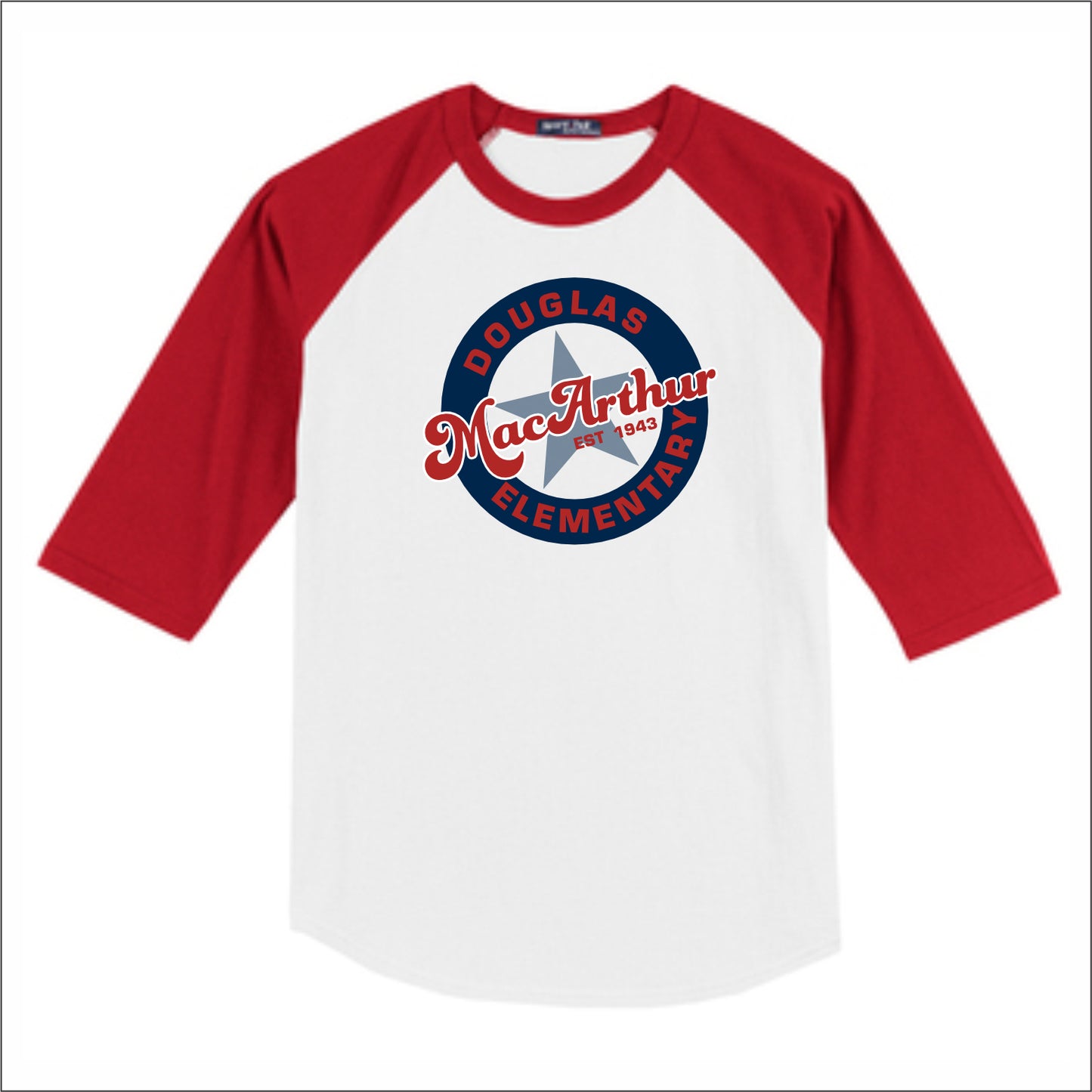 Douglas MacArthur Elem 3/4 Sleeve Baseball T-shirt - Des. C