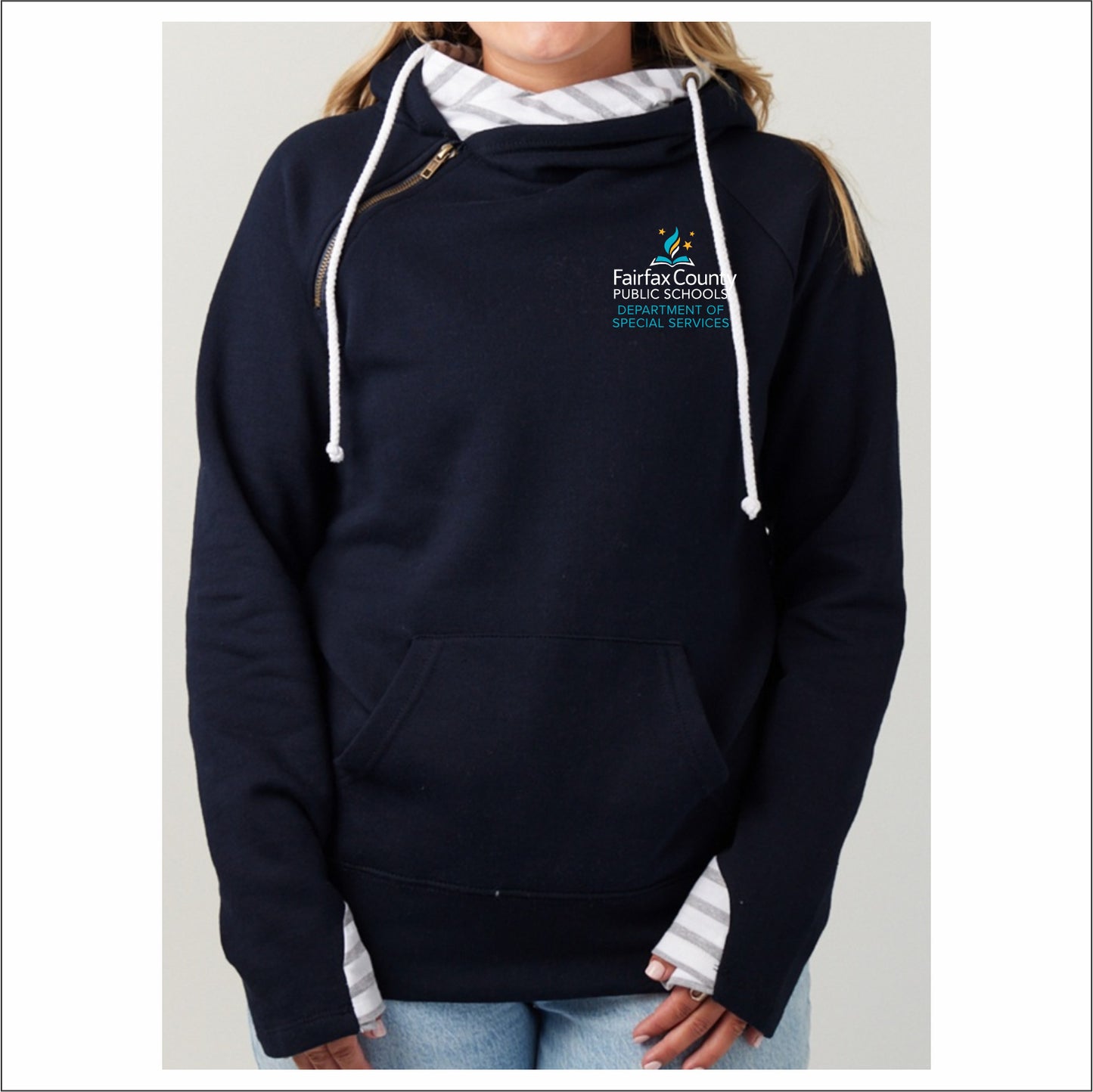 FCPS DSS Ladies Stripe Double Hooded Sweatshirt