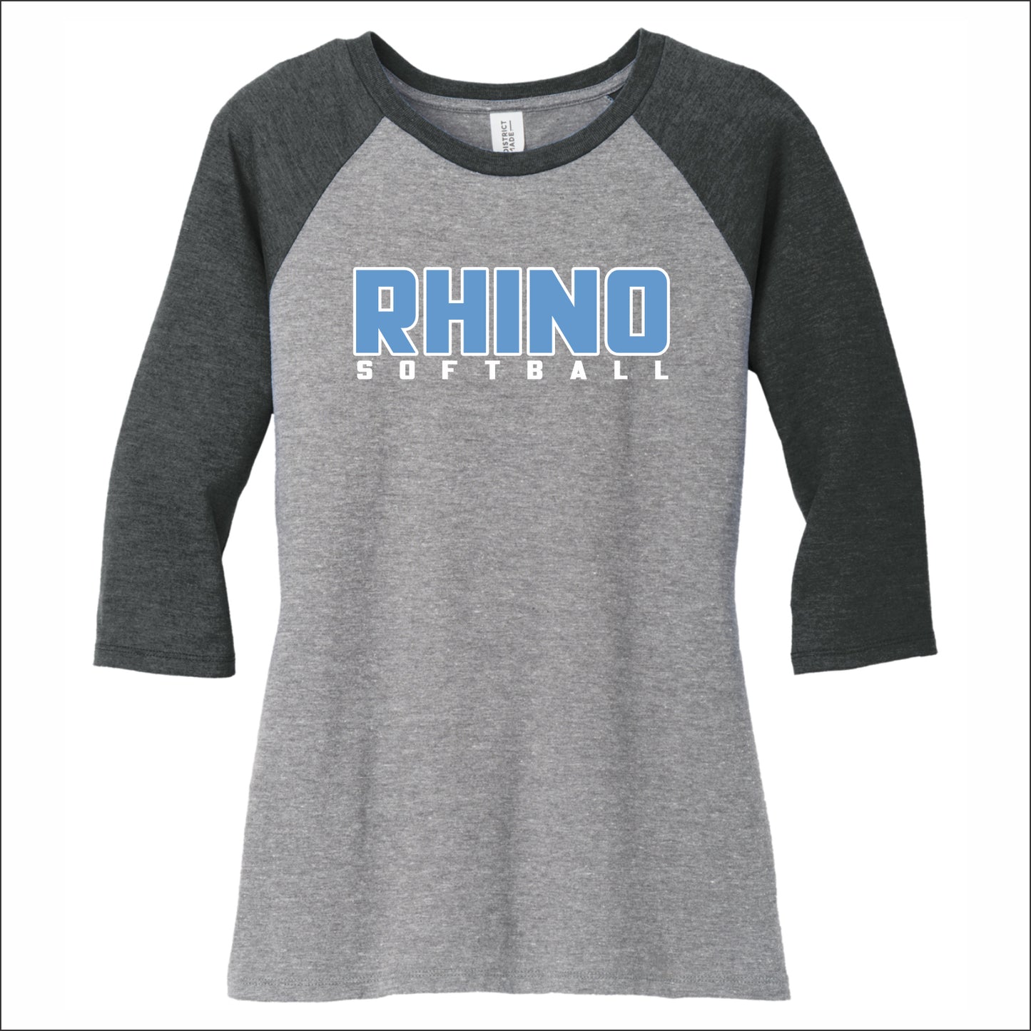 Rhino Softball Ladies Tri-Blend 3/4 Sleeve Raglan Tee