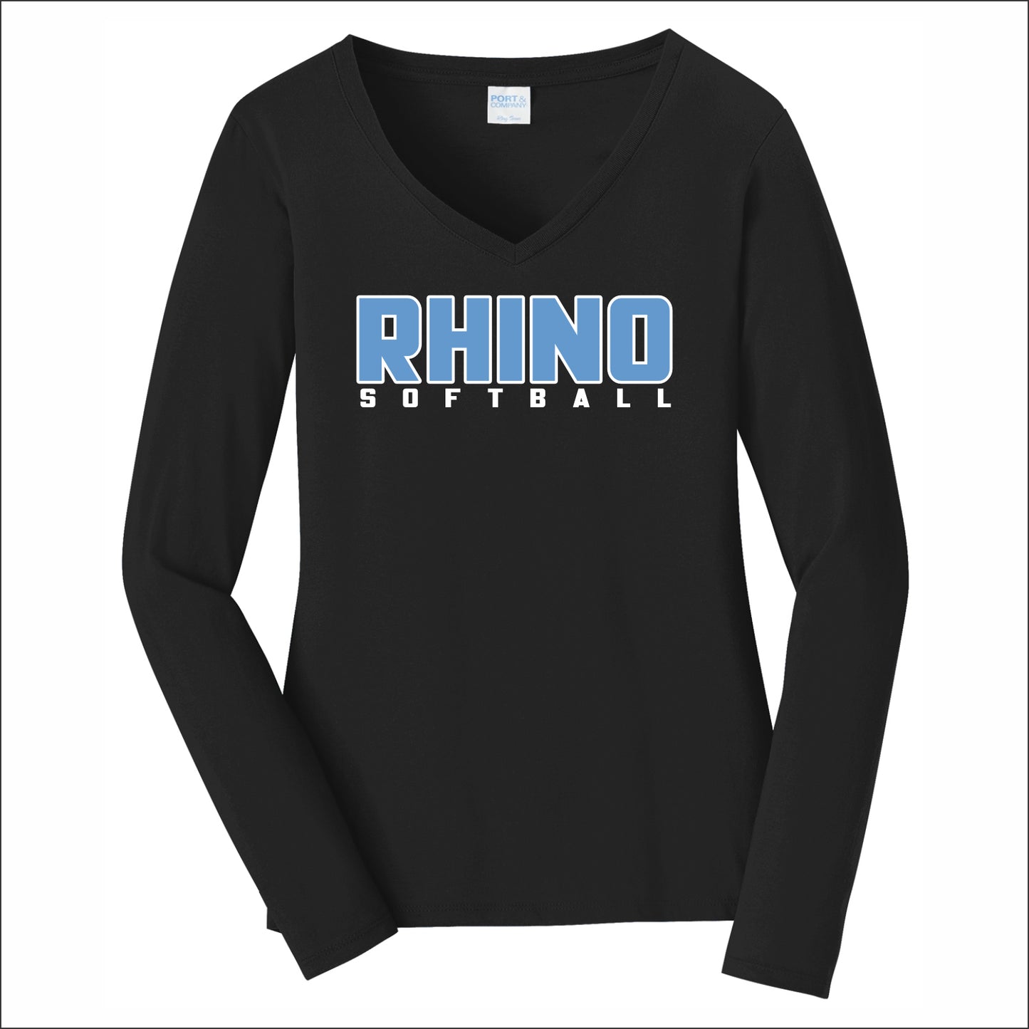 Rhino Softball Ladies Long Sleeve Fan Favorite V-Neck Tee - Design A