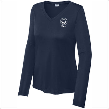SSCS Staff Ladies Long Sleeve V-Neck Performance T-shirt