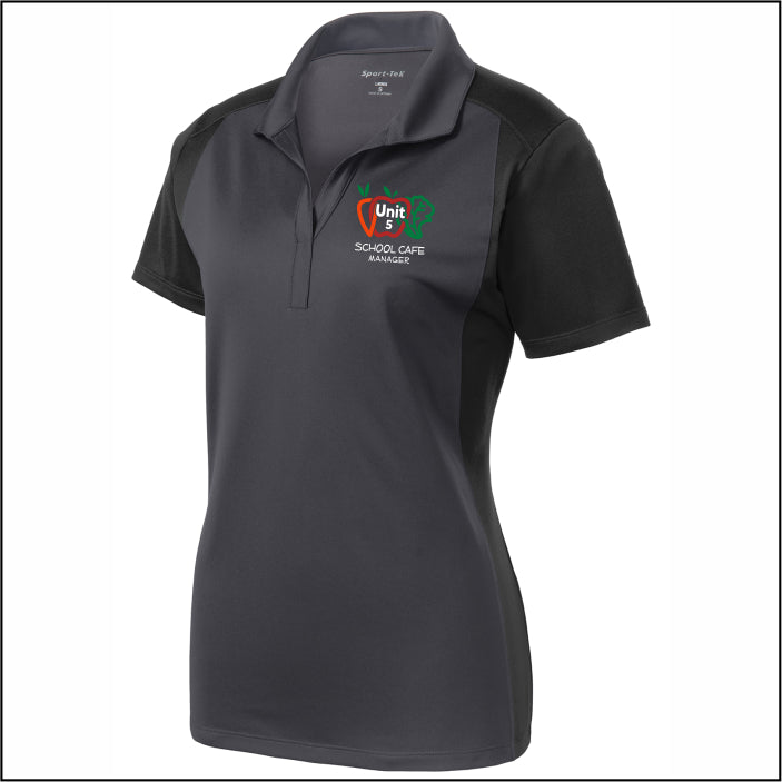 Unit 5 Food Service MANAGER Ladies Sport-Wick Colorblock Micropique Polo
