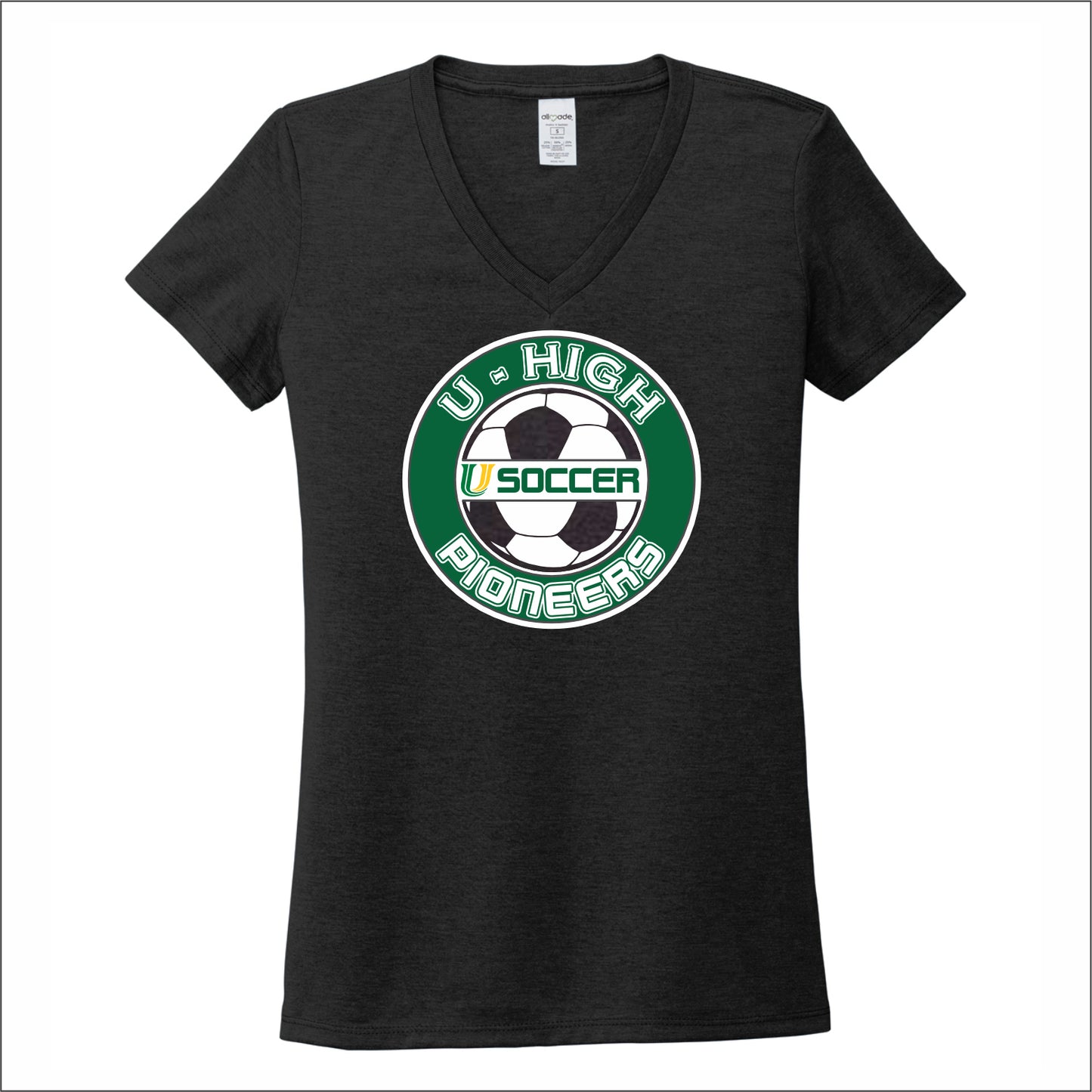 U-High Boys Soccer Allmade Ladies V-Neck Tee