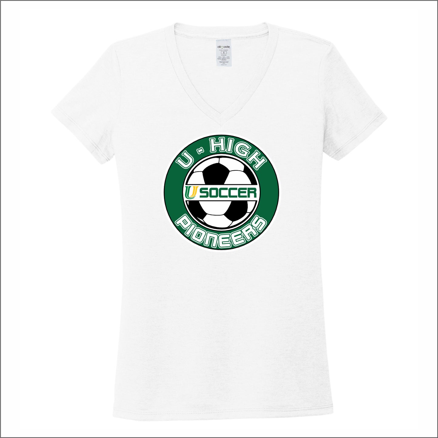 U-High Boys Soccer Allmade Ladies V-Neck Tee