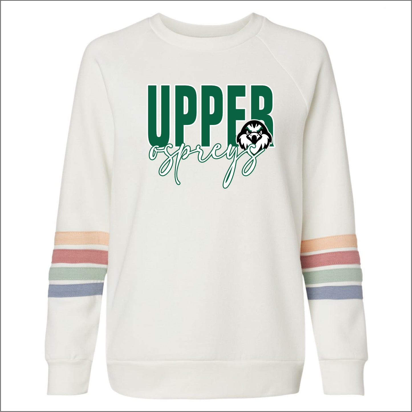Upper Twp Middle Ladies Striped Sleeves Crewneck Sweatshirt