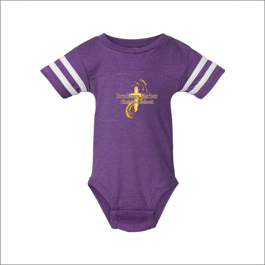 Brookings Harbor Christian Infant Vintage Football Bodysuit
