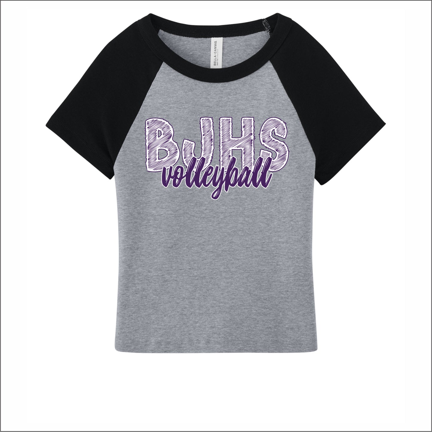 BJHS Volleyball Ladies Micro Rib Raglan Baby Tee