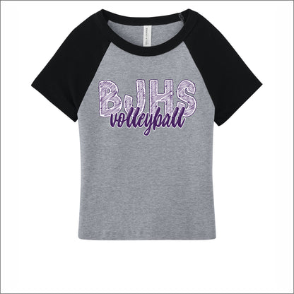 BJHS Volleyball Ladies Micro Rib Raglan Baby Tee