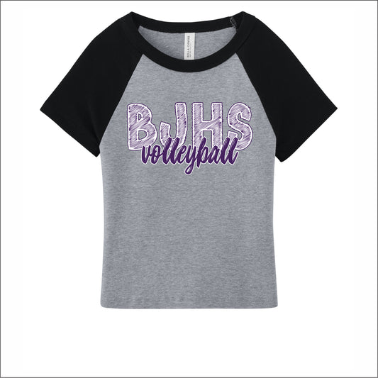 BJHS Volleyball Ladies Micro Rib Raglan Baby Tee