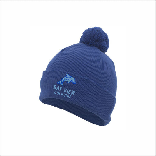 Bay View Elementary Knit Fold Over Pom-Pom Beanie