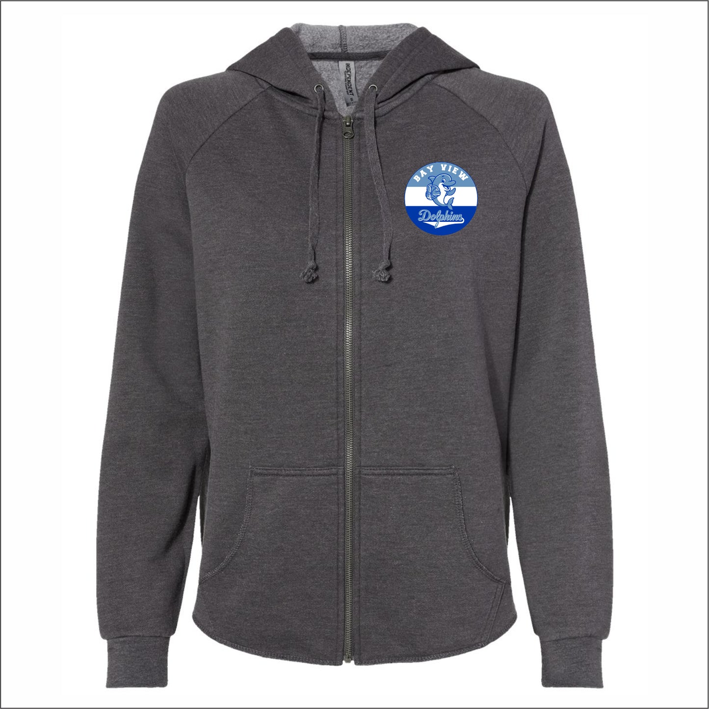 Bay View Elementary Ladies Wave Wash Full-Zip Hooded Sweatshirt