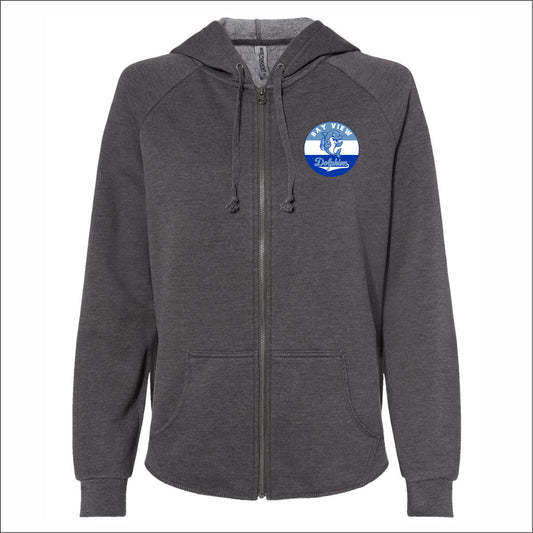 Bay View Elementary Ladies Wave Wash Full-Zip Hooded Sweatshirt