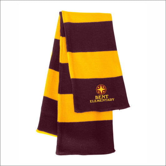 Bent Elementary Rugby-Striped Knit Scarf