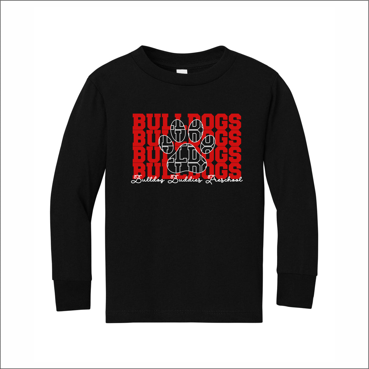 Bulldog Buddies Preschool Toddler Soft Jersey Long Sleeve Tee - Des. B