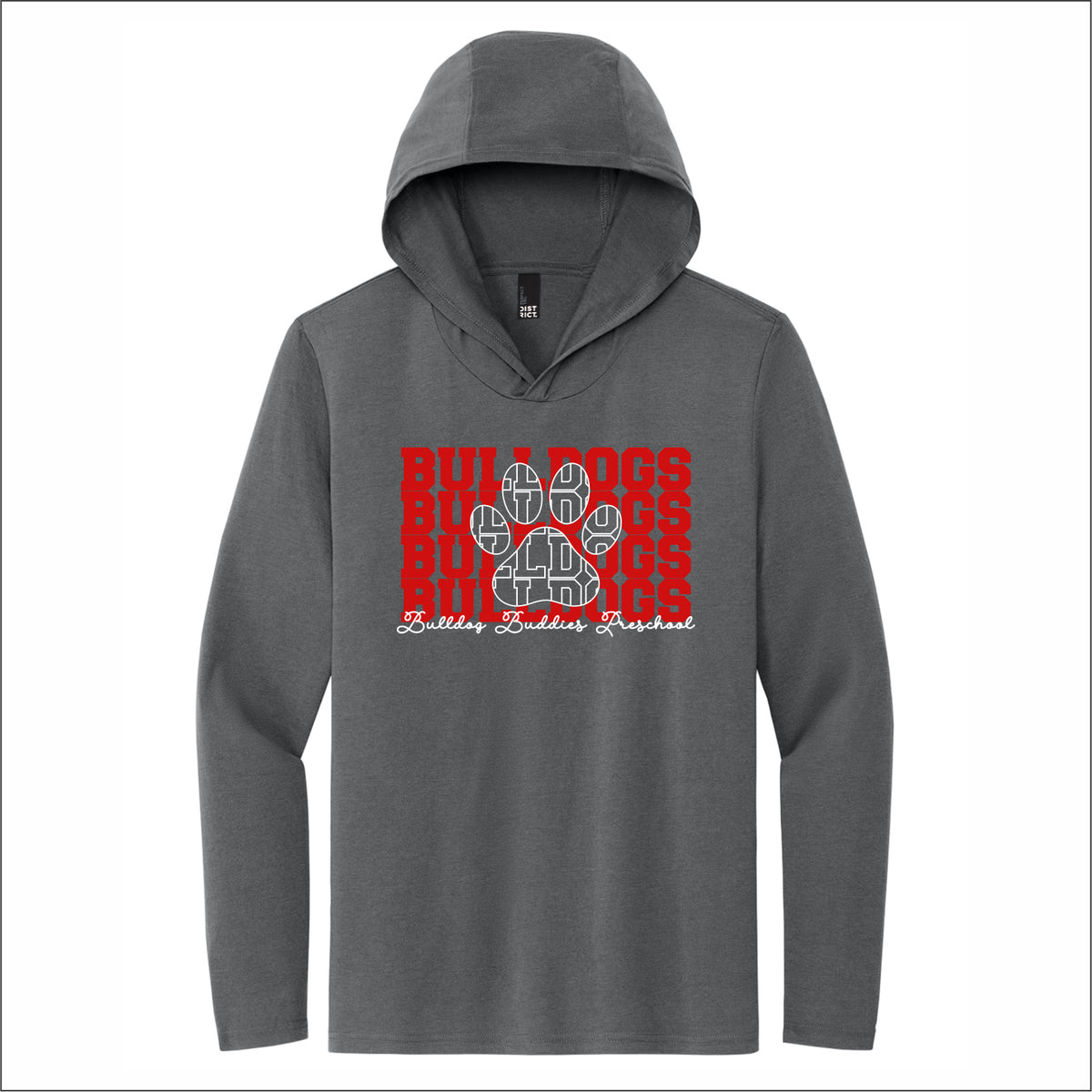 Bulldog Buddies Preschool Tri-Blend Long Sleeve Hoodie - Des. B