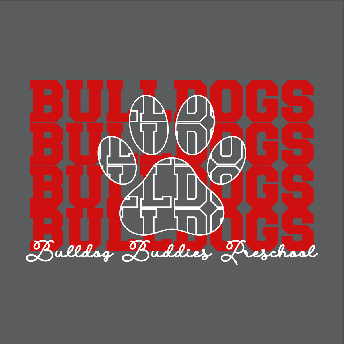 Bulldog Buddies Preschool Tri-Blend Long Sleeve Hoodie - Des. B