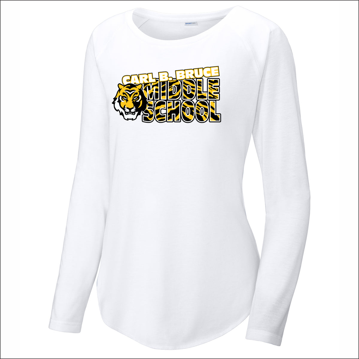 DISCONTINUED CBB Tigers Staff Ladies Tri-Blend Long Sleeve Raglan Tee