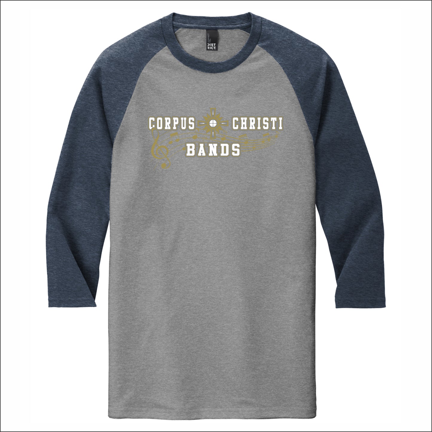 Corpus Christi Bands Tri-Blend 3/4 Sleeve Raglan Tee