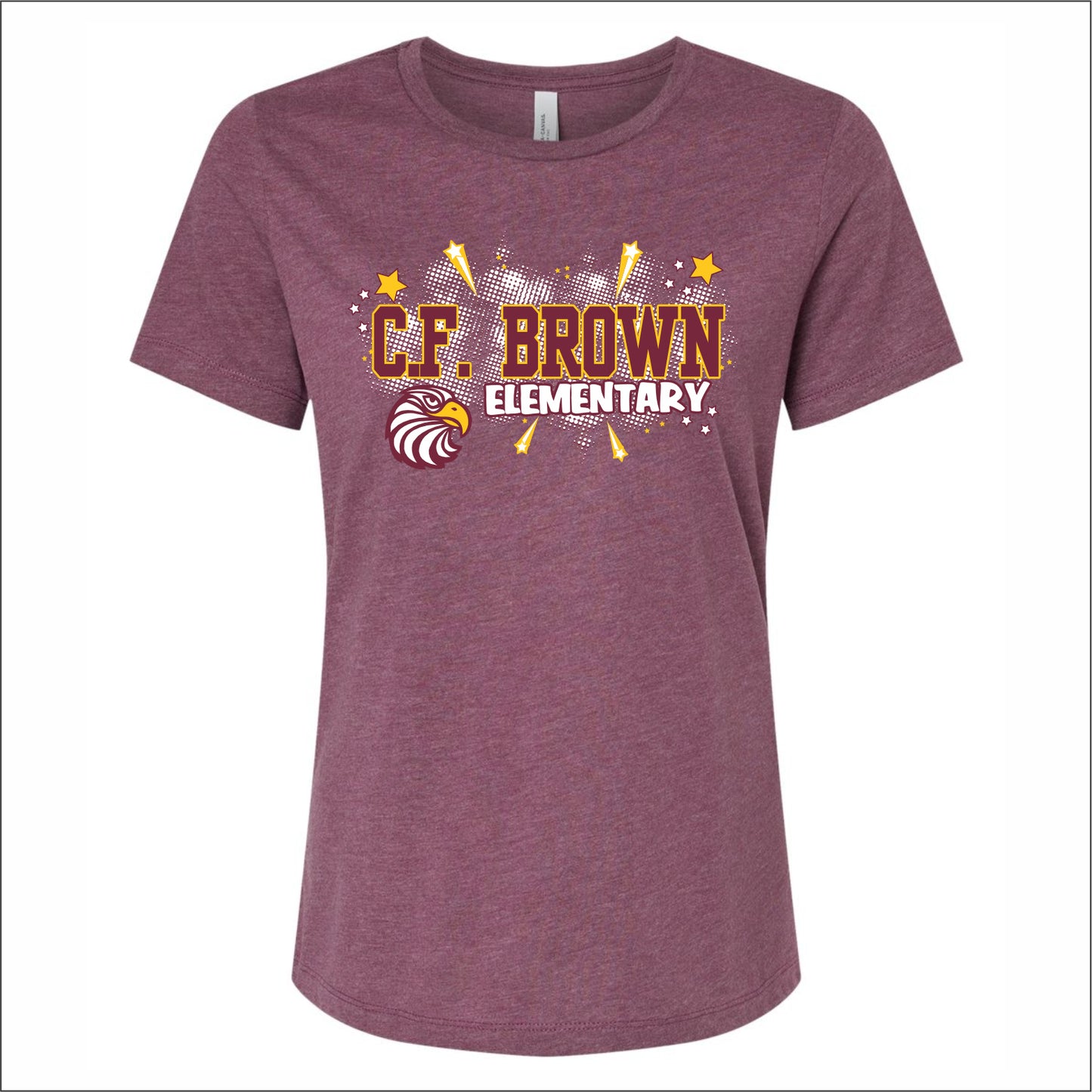CF Brown Elem Ladies Heathered Relaxed Jersey Tee - Des. A