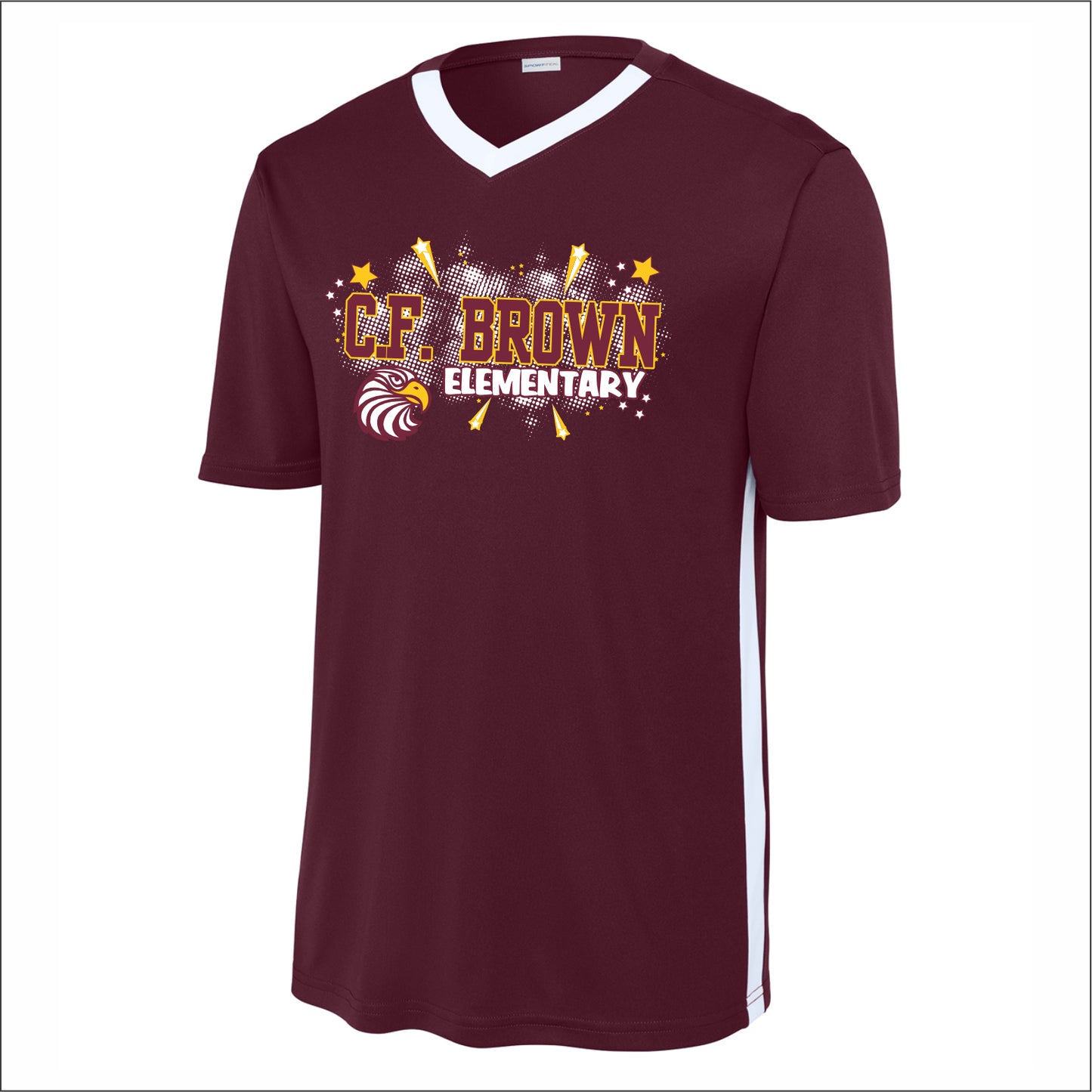 CF Brown Elem Performance United V-Neck T-shirt - Des. A