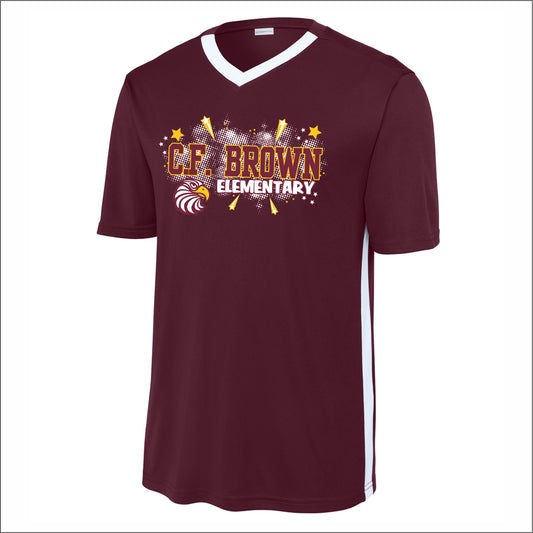 CF Brown Elem Performance United V-Neck T-shirt - Des. A