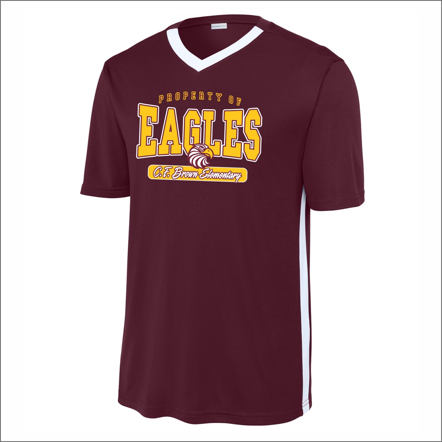 CF Brown Elem Performance United V-Neck T-shirt - Des. B