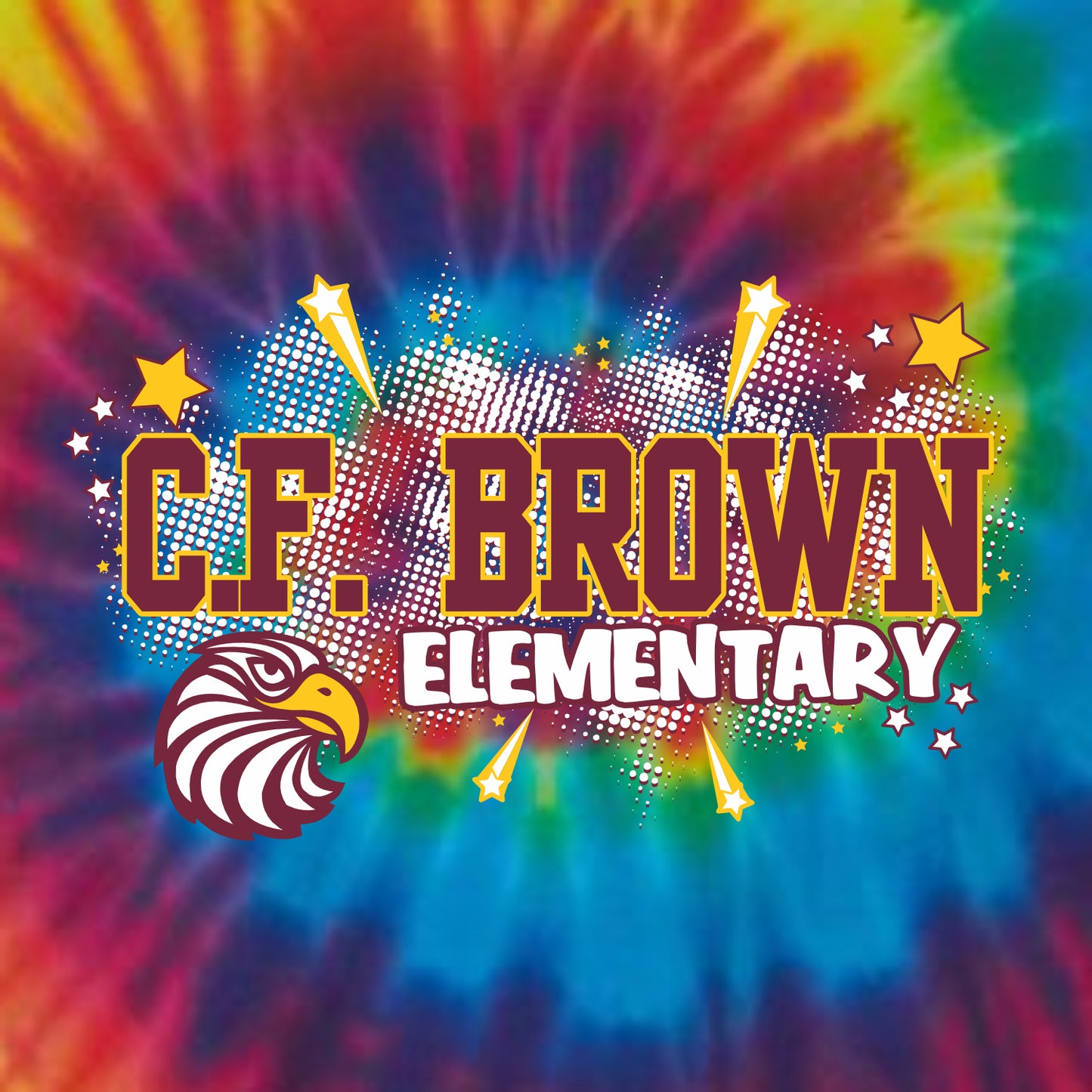 CF Brown Elem Tie-Dye T-shirt - Des. A