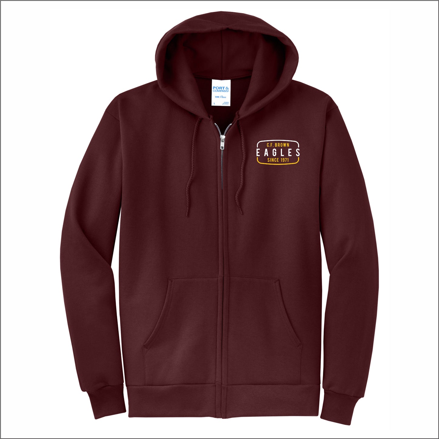 CF Brown Elem Full-Zip Hooded Sweatshirt