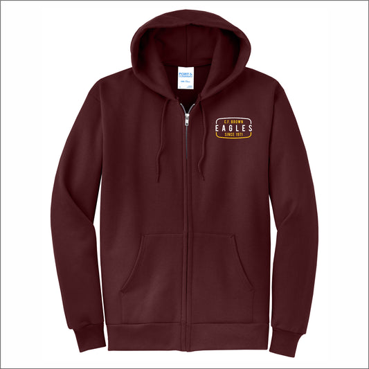 CF Brown Elem Full-Zip Hooded Sweatshirt