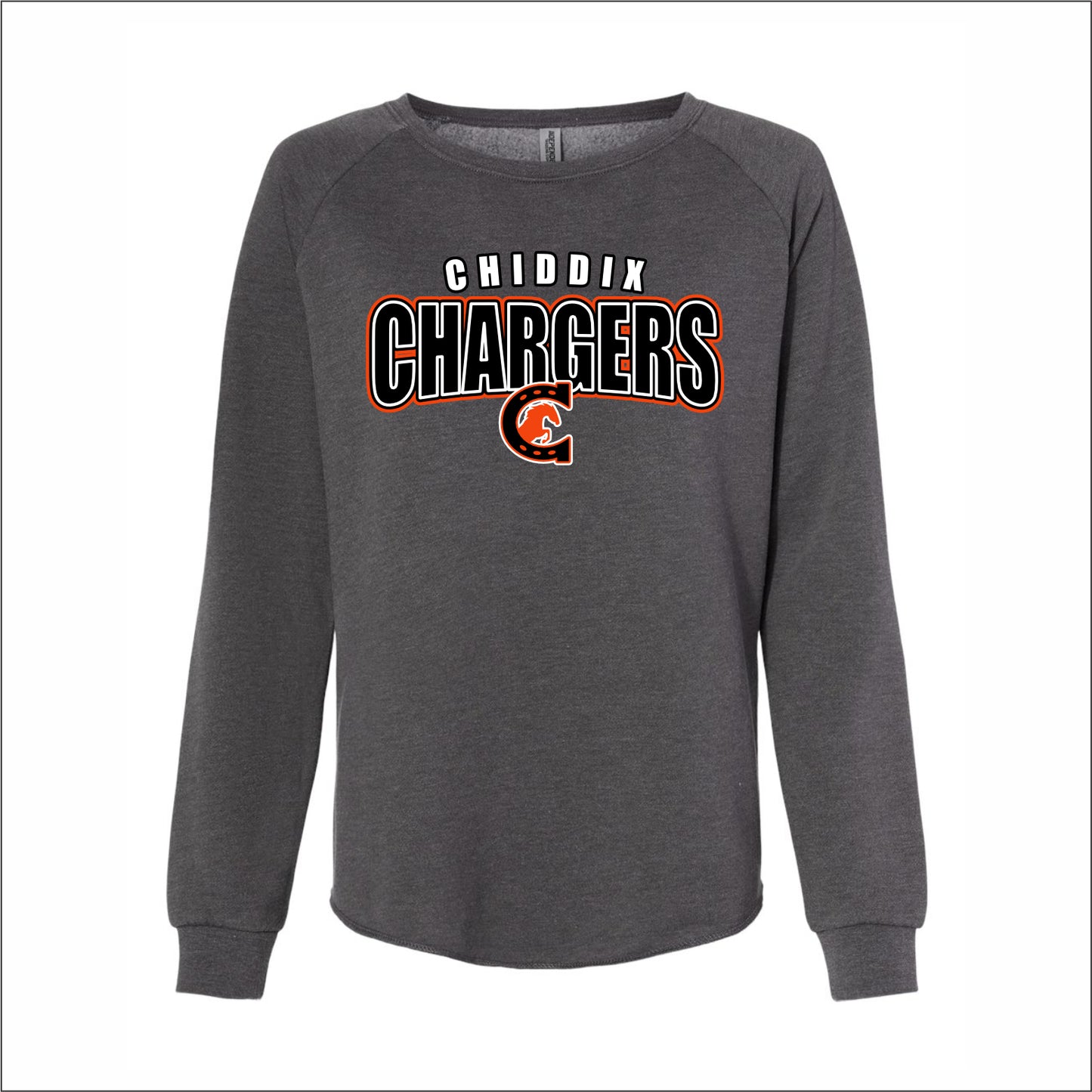 Chiddix Spiritwear Ladies Wave Wash Crewneck Sweatshirt - Design A