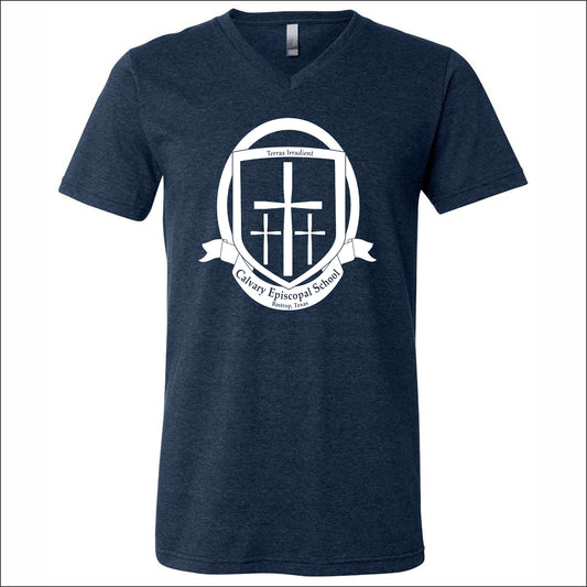 Calvary Episcopal Heathered Soft Jersey V-Neck Short Sleeve T-shirt - Design A