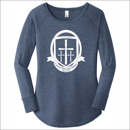 Calvary Episcopal Ladies Tri-Blend Long Sleeve Tunic Tee - Design A