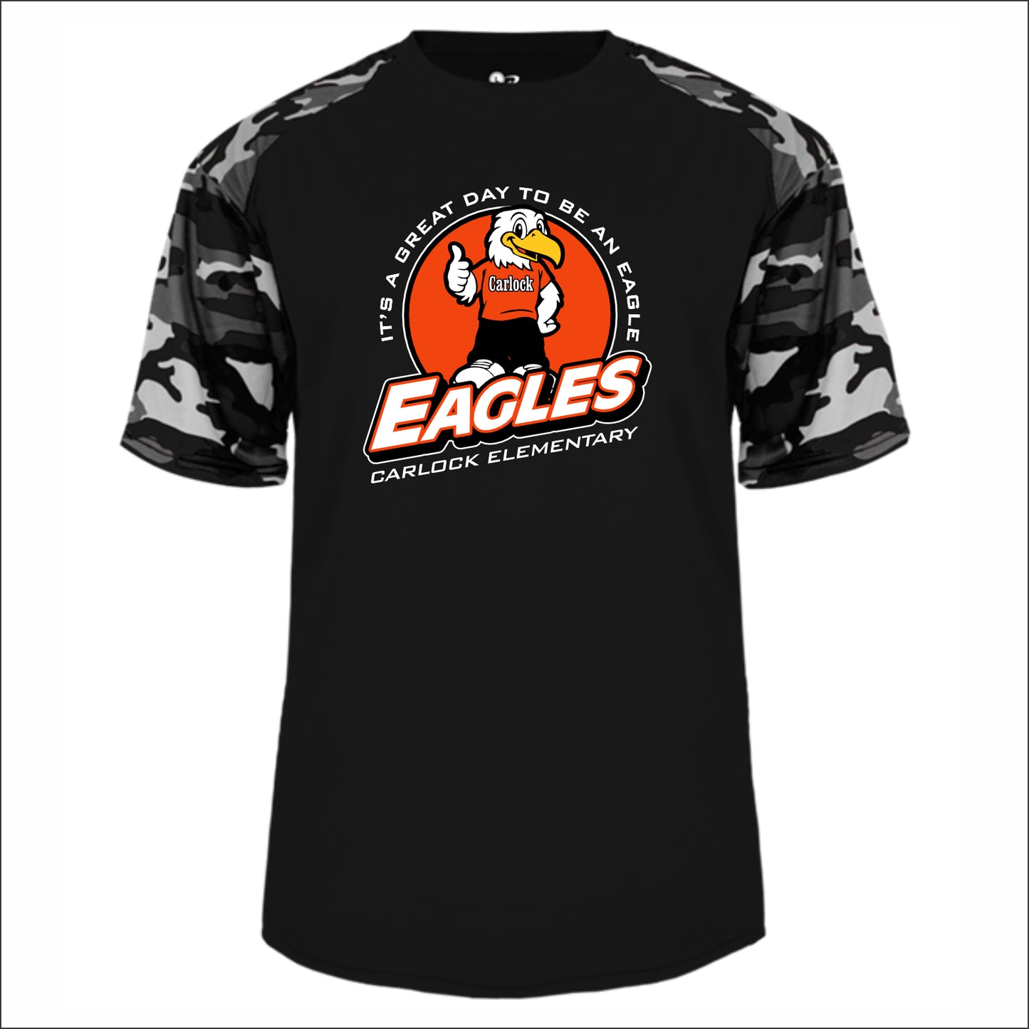 Carlock Elementary Camo Sleeve Performance T-shirt - Design A