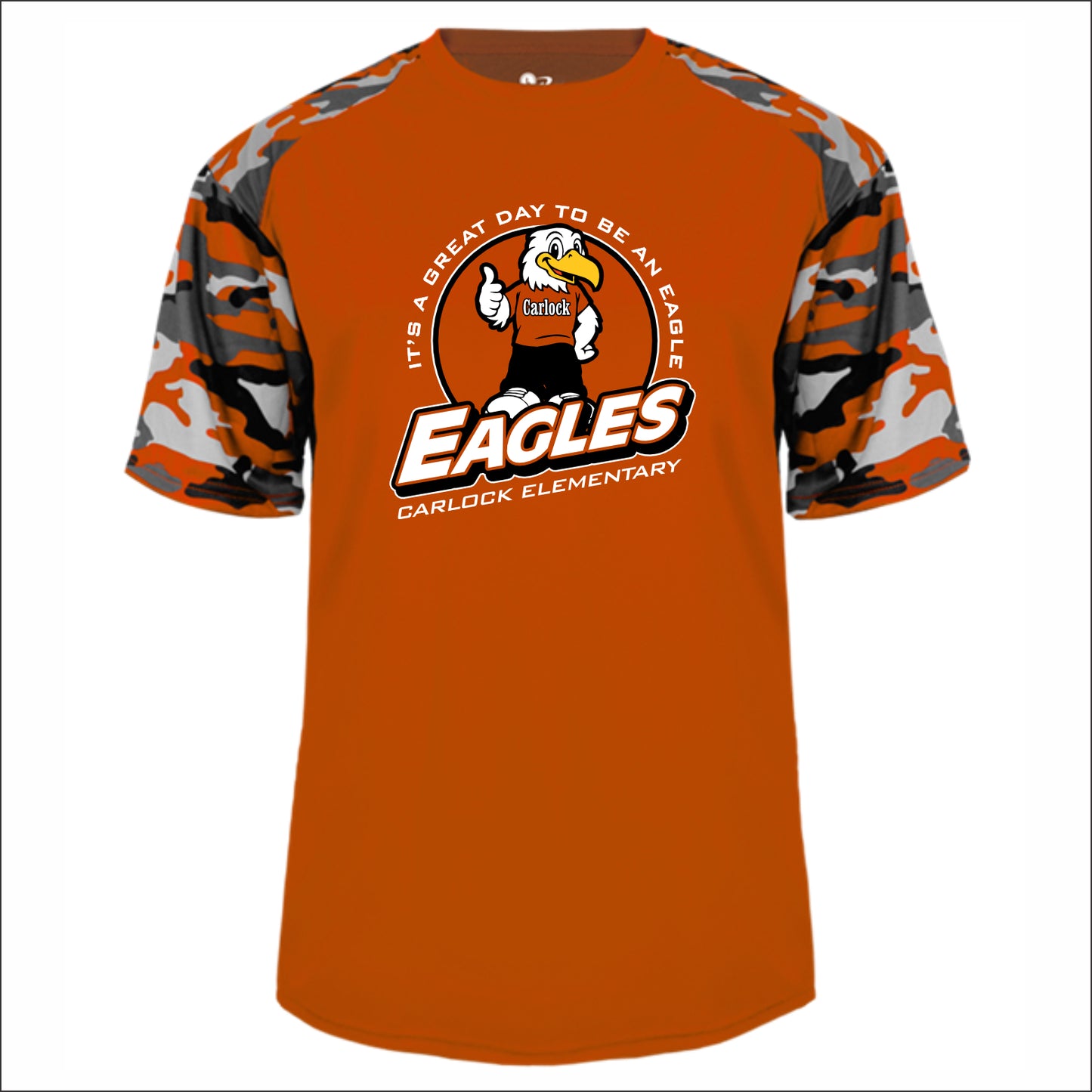 Carlock Elementary Camo Sleeve Performance T-shirt - Design A