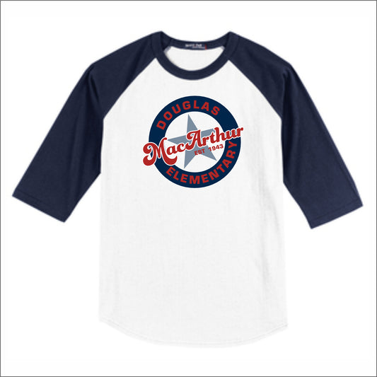 Douglas MacArthur Elem 3/4 Sleeve Baseball T-shirt - Des. C