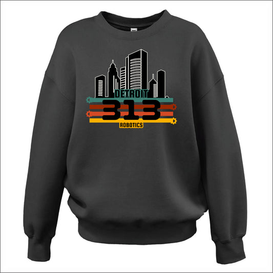 Detroit 313 Robotics Ladies Soft Sponge Oversized Crewneck - Des. B