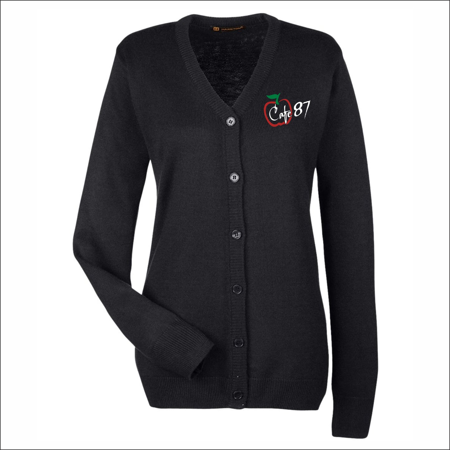 District 87 Cafe Ladies Pilbloc V-Neck Button Cardigan Sweater