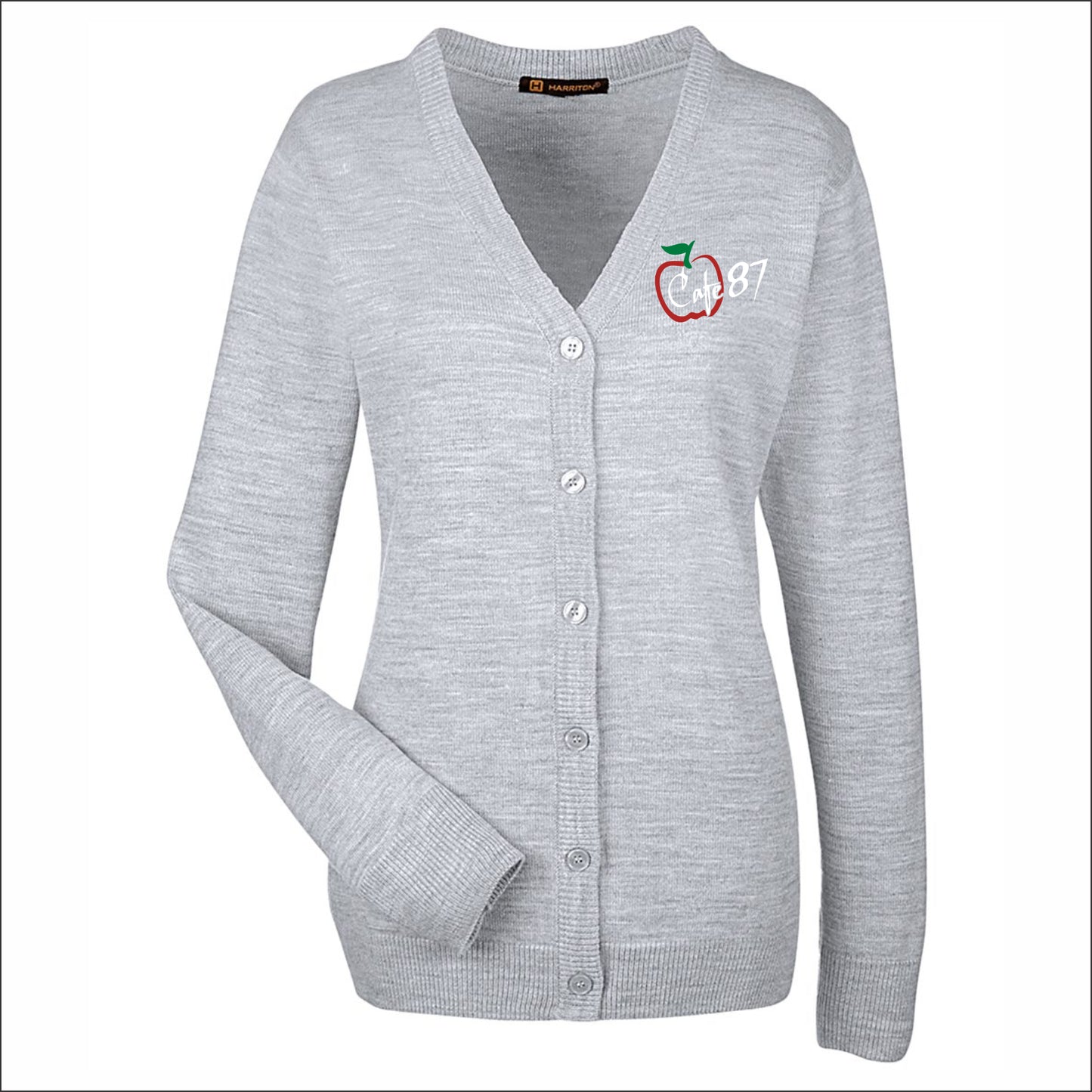 District 87 Cafe Ladies Pilbloc V-Neck Button Cardigan Sweater