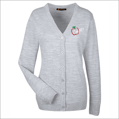 District 87 Cafe Ladies Pilbloc V-Neck Button Cardigan Sweater