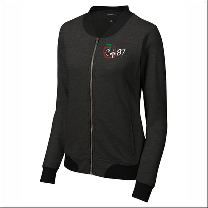 District 87 Cafe Ladies French Terry Full-Zip Bomber