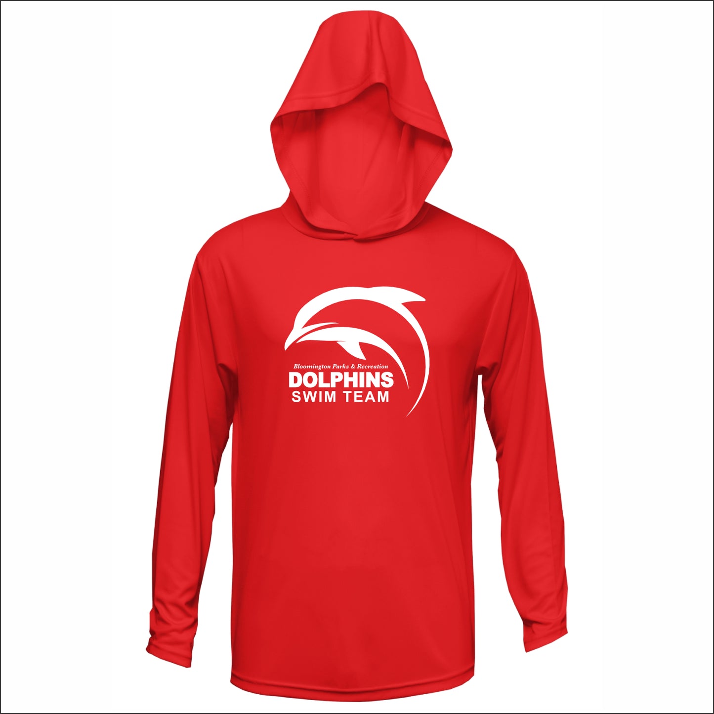 Bloomington Dolphins Swim Performance Hooded Long Sleeve Tee
