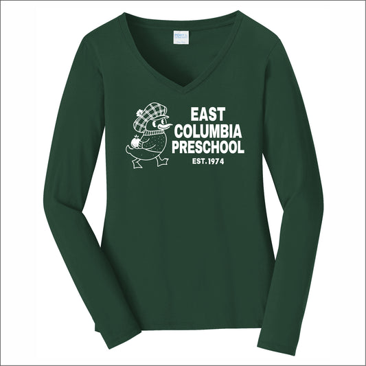 East Columbia Preschool Ladies Long Sleeve Fan Favorite V-Neck Tee - Des. B