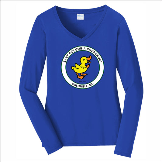 East Columbia Preschool Ladies Long Sleeve Fan Favorite V-Neck Tee - Des. A