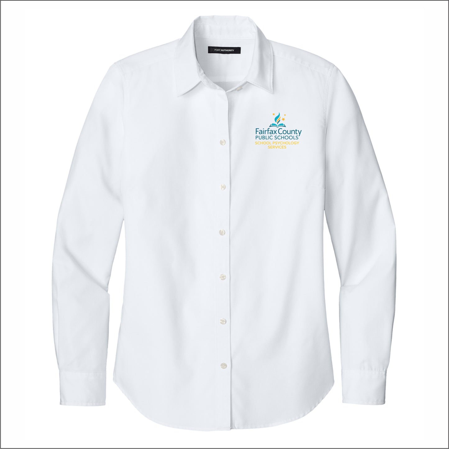 FCPS School Psych Ladies Nailhead Easy Care Long Sleeve Shirt