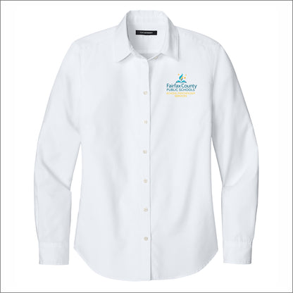 FCPS School Psych Ladies Nailhead Easy Care Long Sleeve Shirt