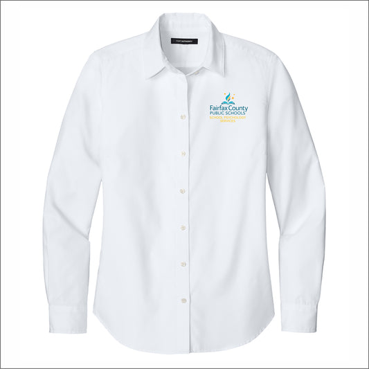 FCPS School Psych Ladies Nailhead Easy Care Long Sleeve Shirt
