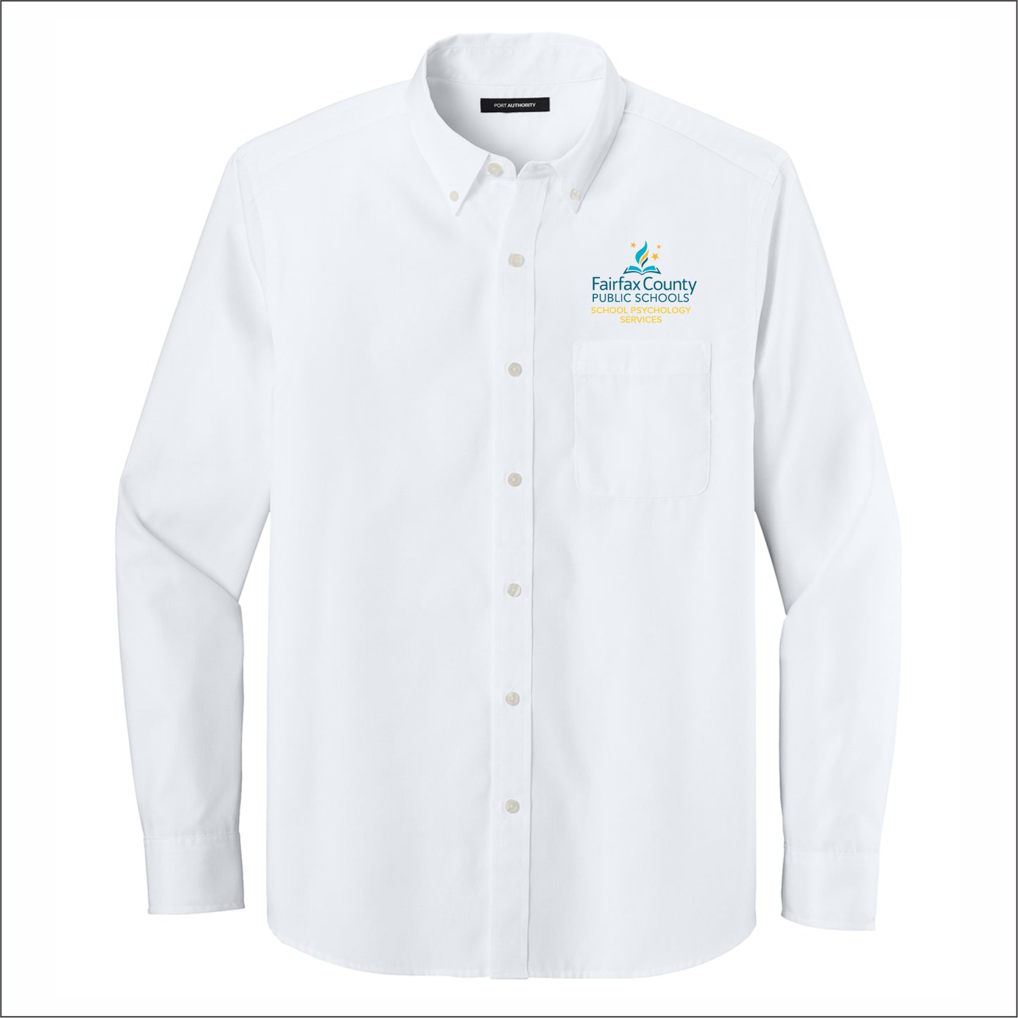FCPS School Psych Nailhead Long Sleeve Easy Care Shirt